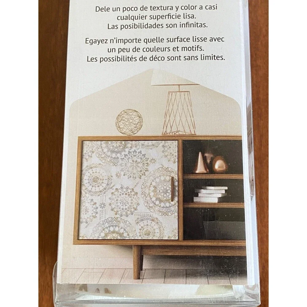 RoomMates Peel & Stick Wallpaper Roll Bohemian Floral Medallion Gray Beige Boho